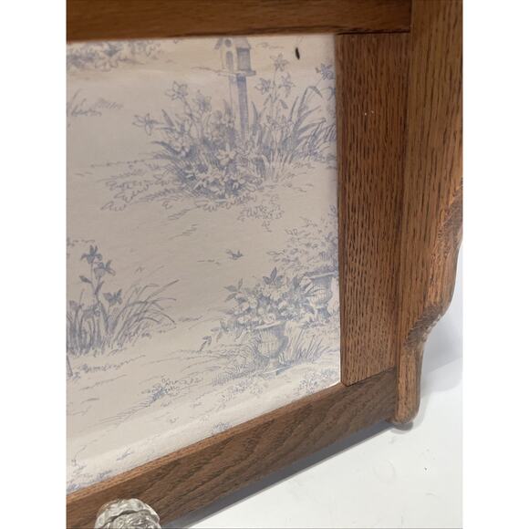 Oak Wooden Shelf Coat Hanger Country Style With Summer Garden Wall Paper Back - Picture 11 of 13